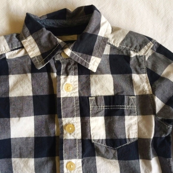 oshkosh b'gosh navy gingham cotton button down collared shirt 2T toddler boys - Picture 2 of 6